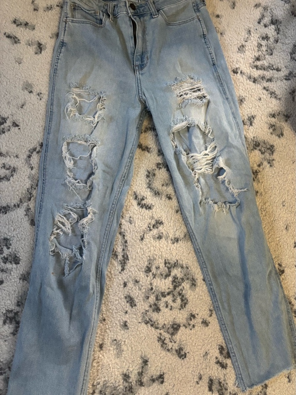 Hollister Light Wash High-Rise Distressed Jeans